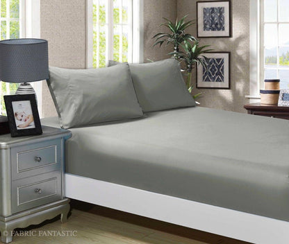 Grey fitted sheet and pillowcases, King Single bed set, with smooth wrinkle texture