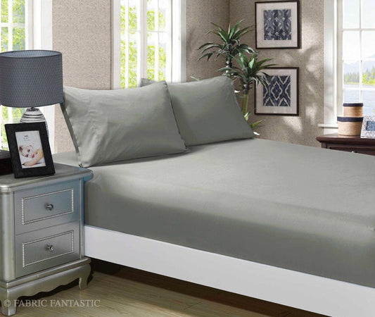 Grey fitted sheet and pillowcase set, single bed, smooth ultra-soft fabric