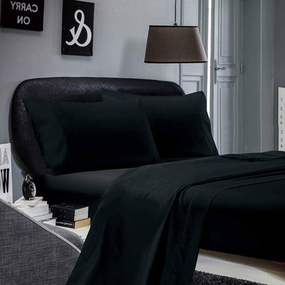 Single bed flat and fitted sheet set, dark color with smooth woven fabric
