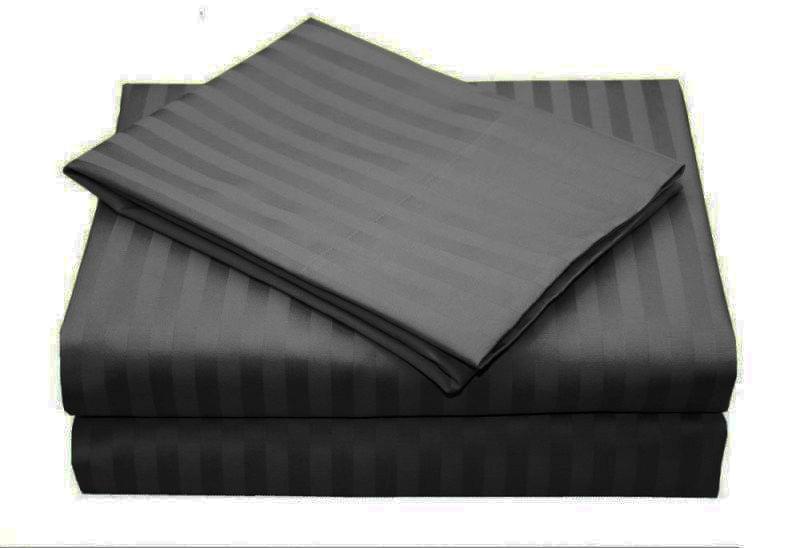 Charcoal striped duvet quilt cover set, king size, folded stack with layered look