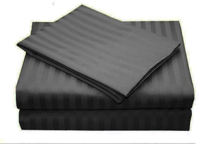Charcoal striped duvet quilt cover set, king size, folded stack with layered look