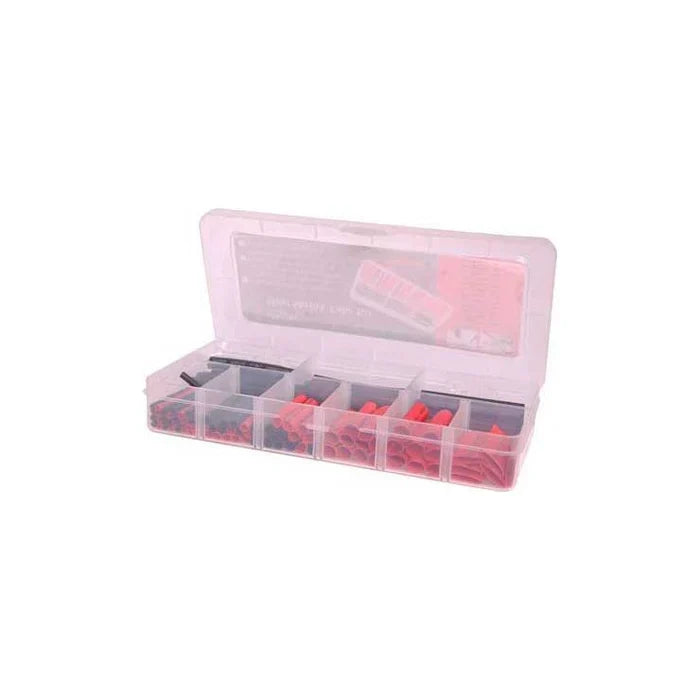 Heat Shrink Tubing Kit – 106 Pieces, Black & Red, 45mm & 75mm Lengths, Assorted Diameters, 3:1 Shrink Ratio, in Organizer Carry Case (Part Number: HSKITBKRD)