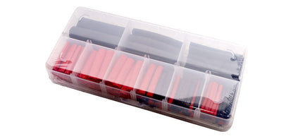 Heat Shrink Tubing Kit – 106 Pieces, Black & Red, 45mm & 75mm Lengths, Assorted Diameters, 3:1 Shrink Ratio, in Organizer Carry Case (Part Number: HSKITBKRD)