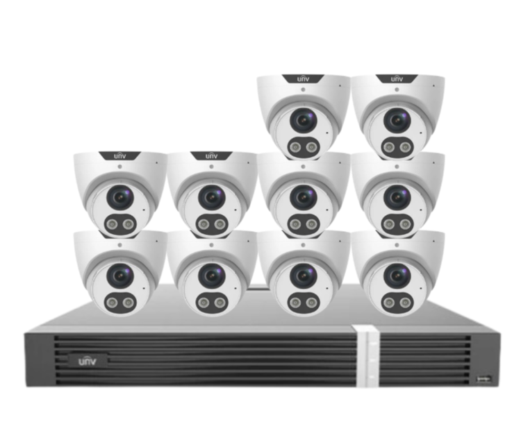 Uniview x16 Camera 8MP Triguard CCTV Kit with 16-Channel AI NVR & HDD | IPC3618SB-ADF28KMC-I0 + NVR302-16E2-P16-IQ