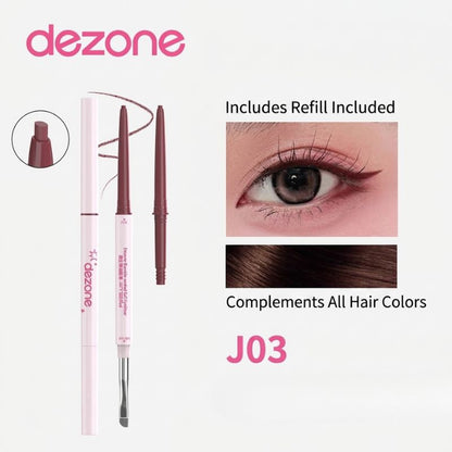 Dual-ended gel eyeliner pencil duo with maroon-brown tips and included refill