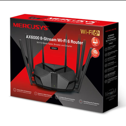 MERCUSYS MR90X AX6000 WiFi 6 Router | 8-Stream, 2.5G Multi-Gig Port, 6000 Mbps Speed, WPA3, OFDMA, Beamforming
