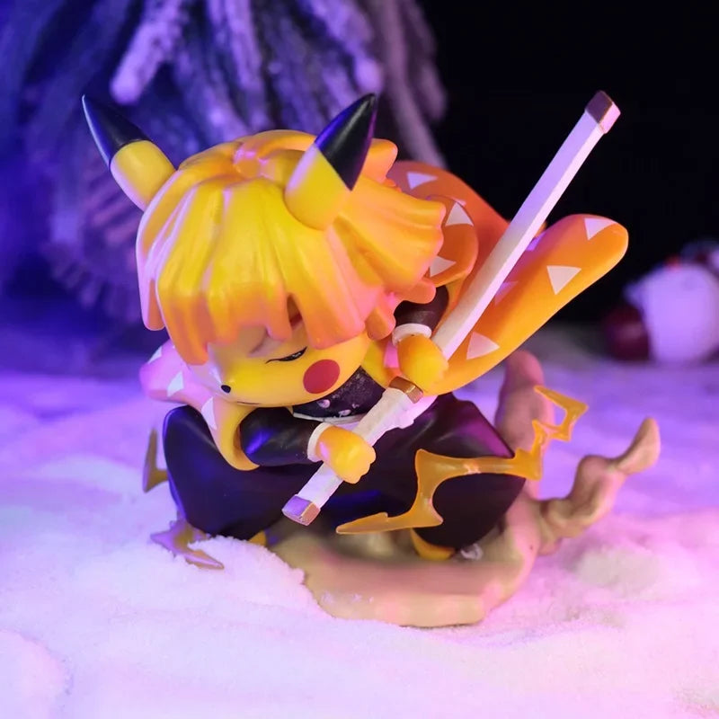 Zenitsu Agatsuma Figure Cosplaying as Pikachu | 10cm PVC Anime Statue | Kimetsu no Yaiba Collectible