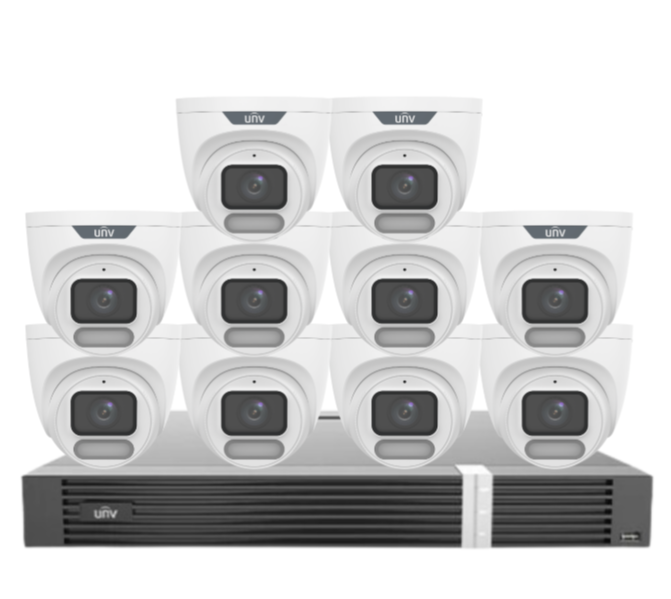 Uniview OWLVIEW 8MP 4K Surveillance Kit – 16x Full-Color Turret Cameras + 16-Channel AI NVR with HDD| IPC3628LE-ADF28K-WP + NVR302-16E2-P16-IQ 0235C6QW | ColorHunter | PoE | Ultra 265
