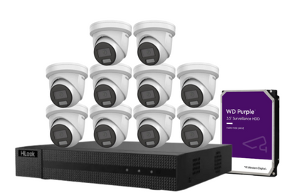 HiLook IPC-T282H-MU  (REPLACED BY T381H)  8MP AI Fixed Turret Network CCTV Camera 4K Kit – Up to 16 Cameras + 16CH PoE 4K Recorder + HDD