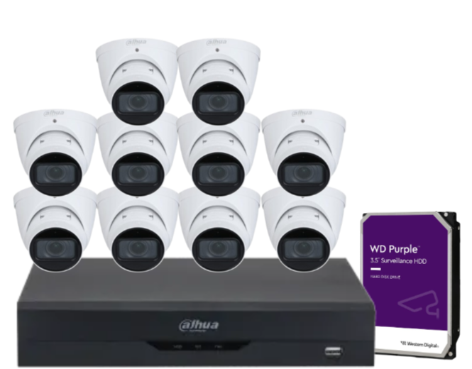 Dahua x16 4MP AI CCTV Kit with 16-Channel WizSense NVR, Vari-Focal Eyeball Cameras + Dual HDD Support – IPC-HDW3441T-ZAS + NVR4216-16P-AI/ANZ