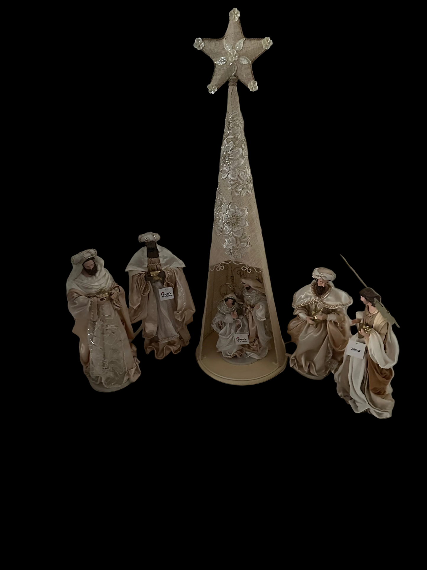 Christmas Religious Handmade Nativity Set with 29cm Holy Family Figurines, 88cm Gazebo, 40cm Wise Men, and 40cm Angel