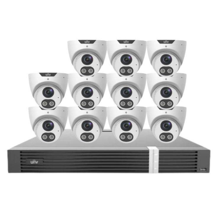 Uniview x16 Camera 8MP Triguard CCTV Kit with 16-Channel AI NVR & HDD | IPC3618SB-ADF28KMC-I0 + NVR302-16E2-P16-IQ