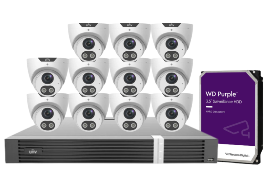 Uniview x16 Camera 8MP Triguard CCTV Kit with 16-Channel AI NVR & HDD | IPC3618SB-ADF28KMC-I0 + NVR302-16E2-P16-IQ