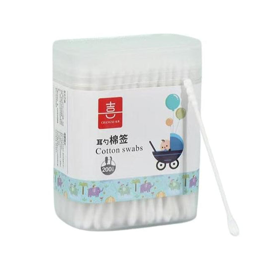 Cotton swab container with dual-ended swabs, spiral tip, 200 count