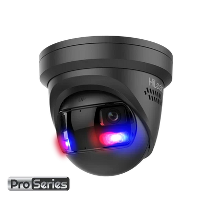 HiLook IPC-T289PH-MU/SL 8MP 4K Outdoor 180° Panoramic Turret All-in-One Camera with Dual IR, Smart Hybrid Light, Mic, and IP67 CCTV