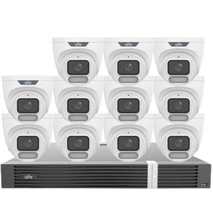 Uniview OWLVIEW 8MP 4K Surveillance Kit – 16x Full-Color Turret Cameras + 16-Channel AI NVR with HDD| IPC3628LE-ADF28K-WP + NVR302-16E2-P16-IQ 0235C6QW | ColorHunter | PoE | Ultra 265