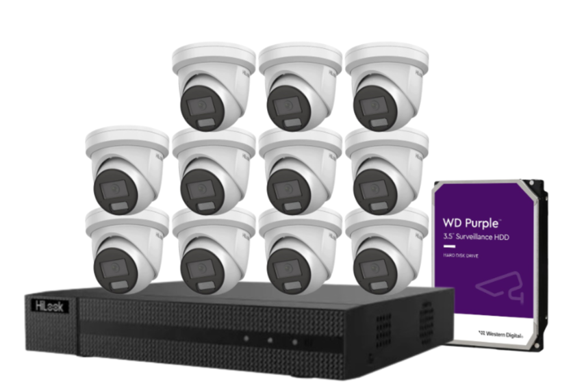 HiLook IPC-T282H-MU  (REPLACED BY T381H)  8MP AI Fixed Turret Network CCTV Camera 4K Kit – Up to 16 Cameras + 16CH PoE 4K Recorder + HDD