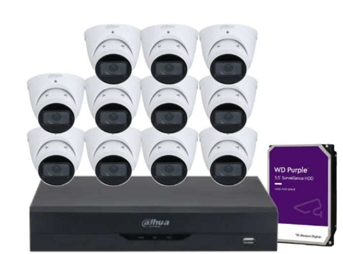 Dahua x16 4MP AI CCTV Kit with 16-Channel WizSense NVR, Vari-Focal Eyeball Cameras + Dual HDD Support – IPC-HDW3441T-ZAS + NVR4216-16P-AI/ANZ