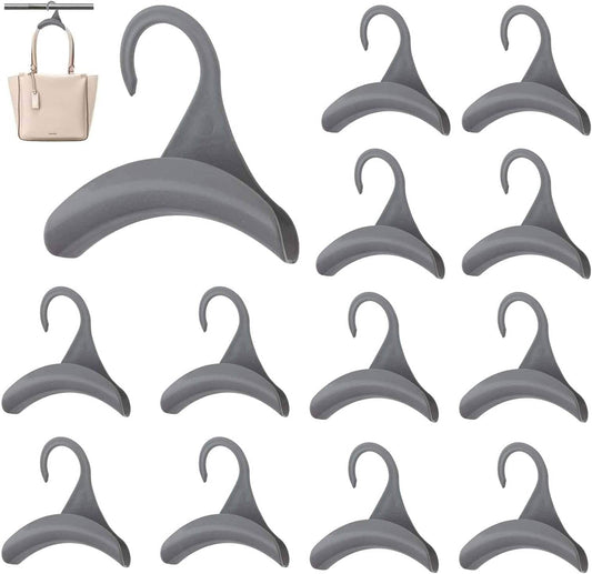 12-pack grey plastic clothes hangers with curved hook, space-saving set