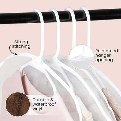 12 Pack Transparent Dustproof Garment Bags 60x30cm Wardrobe Organizer Storage Covers
