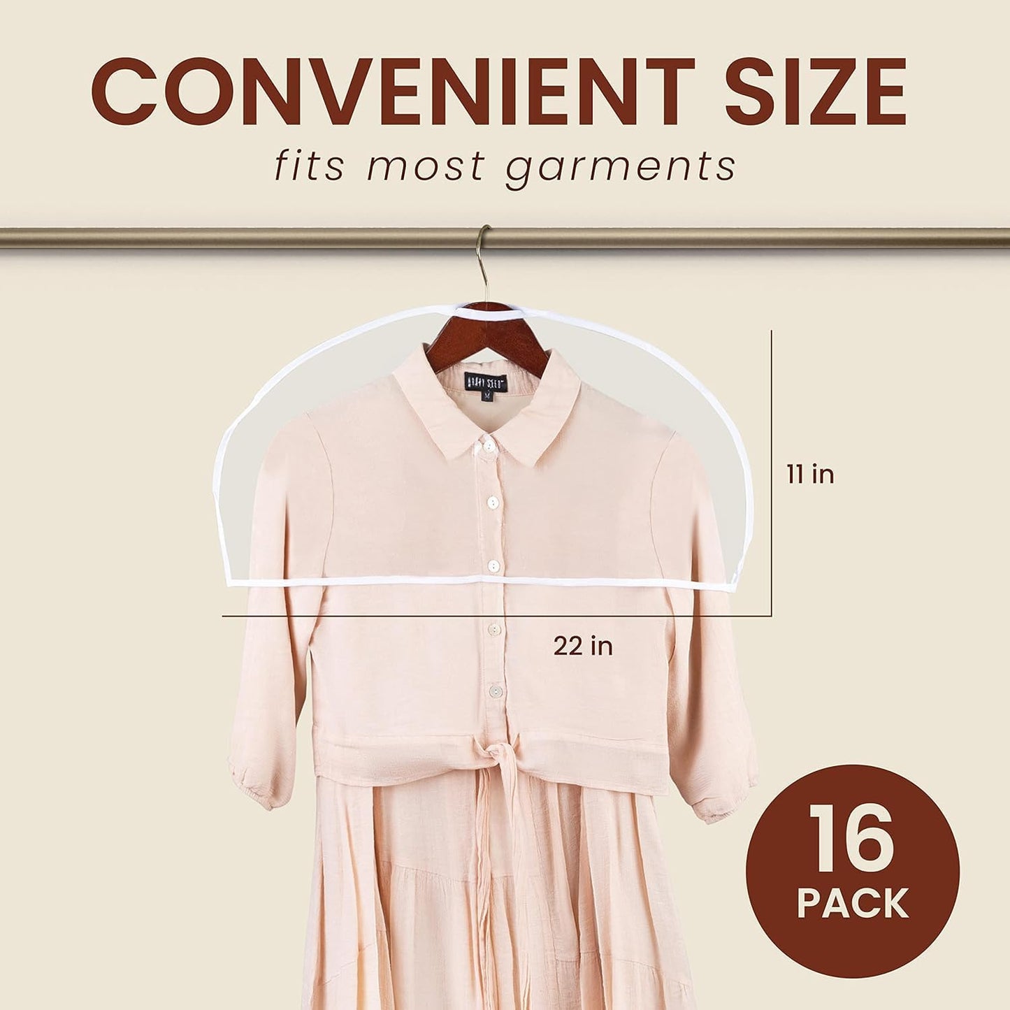 12 Pack Transparent Dustproof Garment Bags 60x30cm Wardrobe Organizer Storage Covers