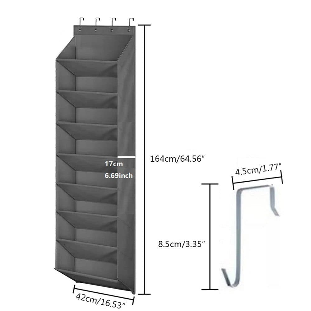 12 Pairs Wall Mounted Shoe Rack with Hooks, Shoe Hanger Storage for Door, 24 x 12 x 4 inches, Black