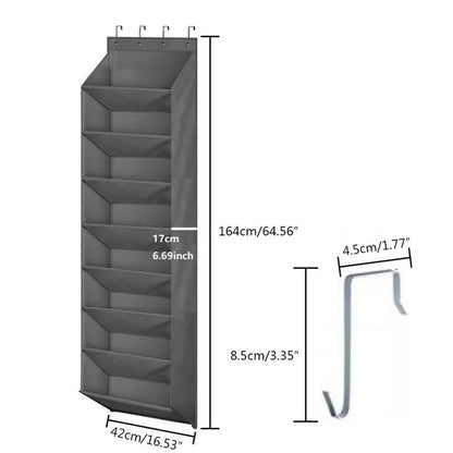 12 Pairs Wall Mounted Shoe Rack with Hooks, Shoe Hanger Storage for Door, 24 x 12 x 4 inches, Black