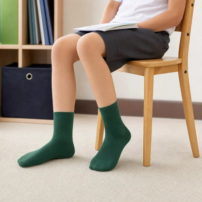 12 Pairs Green Premium Cotton School Socks