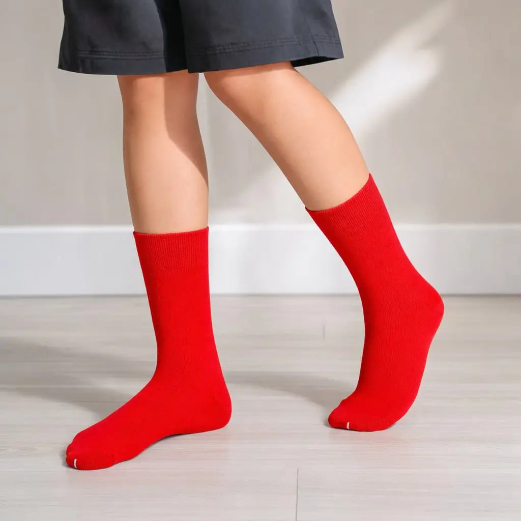 12 Pairs Red Premium Cotton School Socks