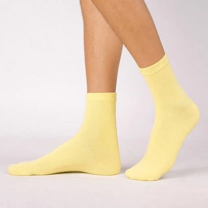 12 Pairs Yellow Premium Cotton School Socks