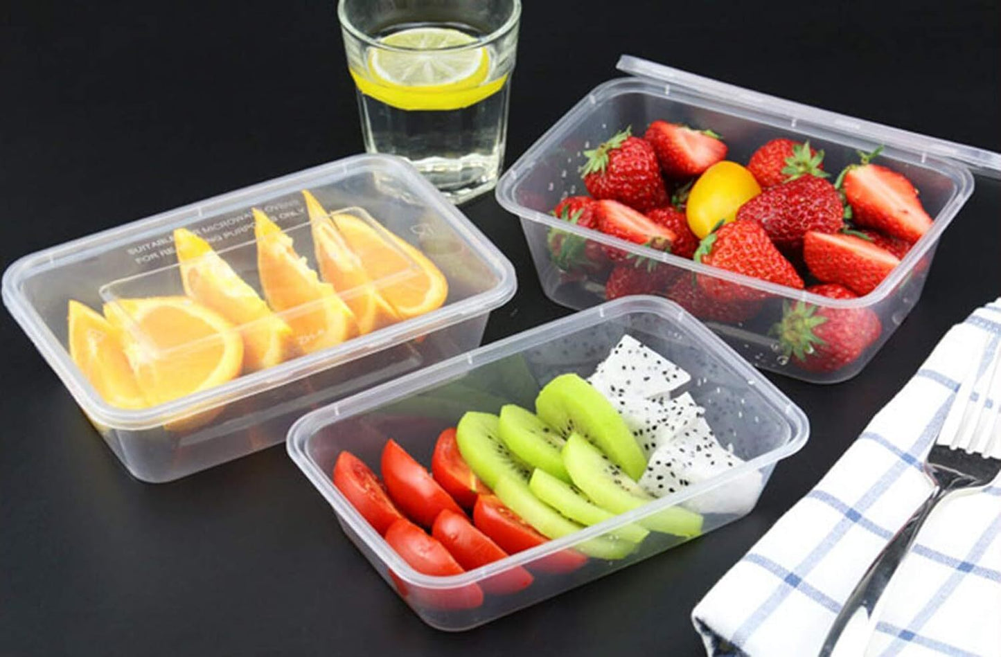 120pcs 1500ml Reusable Food Containers Plastic Storage Meal Prep w/ Lids (217*145*72mm)