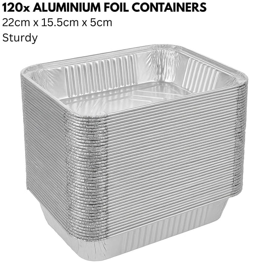 Aluminium foil food container trays, deep rectangular roasting pans