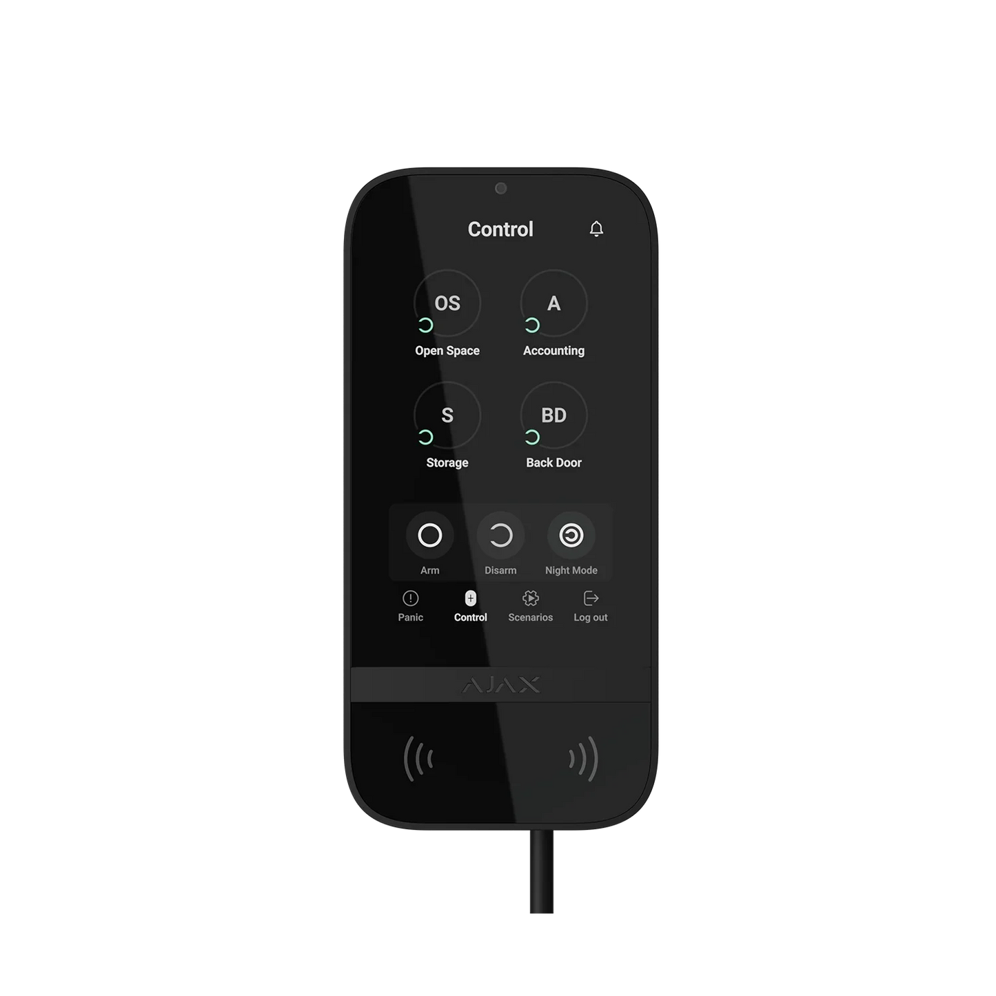AJAX#81718 Ajax Superior KeyPad TouchScreen Fibra Wired Touchscreen Keypad with Contactless Access – White / Black