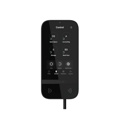 AJAX#81718 Ajax Superior KeyPad TouchScreen Fibra Wired Touchscreen Keypad with Contactless Access – White / Black