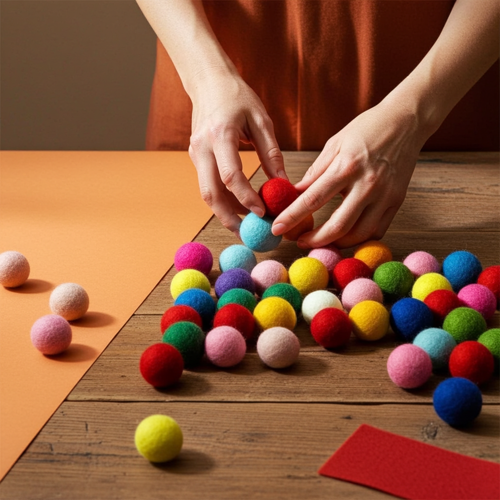 2.2 cm Handmade Wool Felt Balls