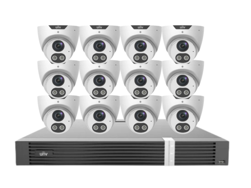 Uniview x16 Camera 8MP Triguard CCTV Kit with 16-Channel AI NVR & HDD | IPC3618SB-ADF28KMC-I0 + NVR302-16E2-P16-IQ