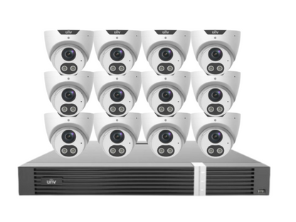 Uniview x16 Camera 8MP Triguard CCTV Kit with 16-Channel AI NVR & HDD | IPC3618SB-ADF28KMC-I0 + NVR302-16E2-P16-IQ