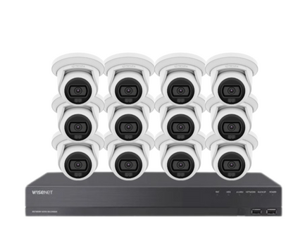 Wisenet Hanwha x16 Camera CCTV Kit with 16 Channel 8MP NVR, 4MP Flateye Cameras A series + HDD – CT-ANE-L7012L / CT-ARN-1610S