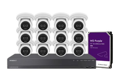 Wisenet Hanwha x16 Camera CCTV Kit with 16 Channel 8MP NVR, 4MP Flateye Cameras A series + HDD – CT-ANE-L7012L / CT-ARN-1610S