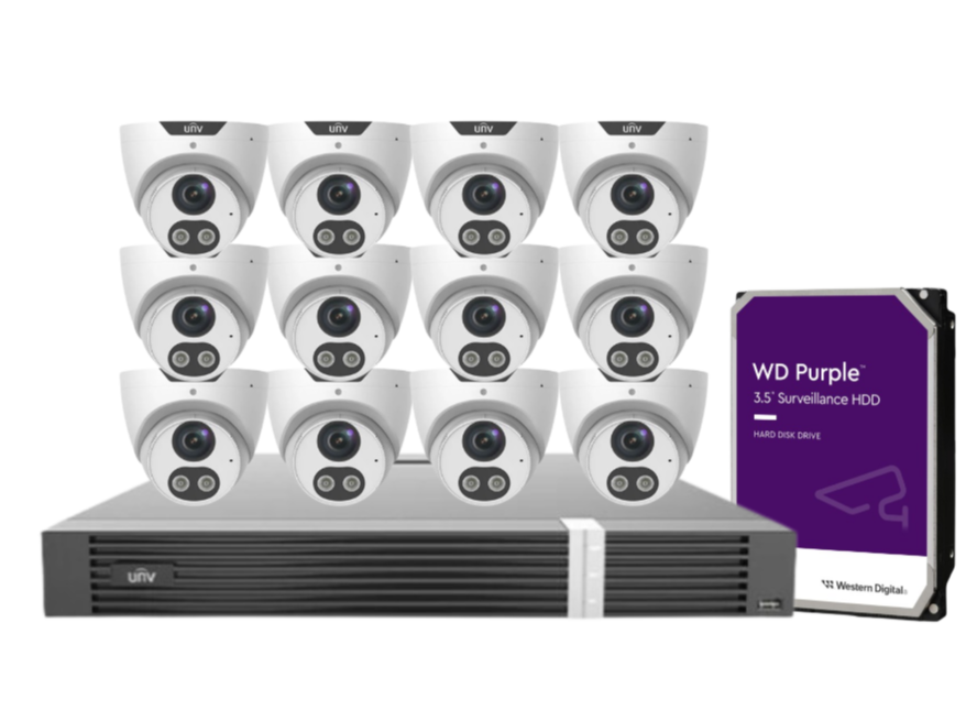 Uniview x16 Camera 8MP Triguard CCTV Kit with 16-Channel AI NVR & HDD | IPC3618SB-ADF28KMC-I0 + NVR302-16E2-P16-IQ