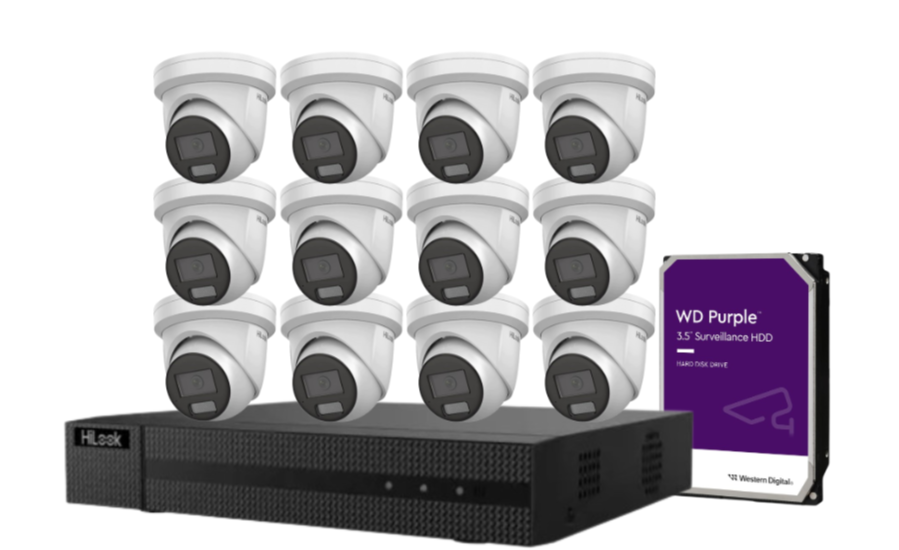 HiLook IPC-T282H-MU  (REPLACED BY T381H)  8MP AI Fixed Turret Network CCTV Camera 4K Kit – Up to 16 Cameras + 16CH PoE 4K Recorder + HDD