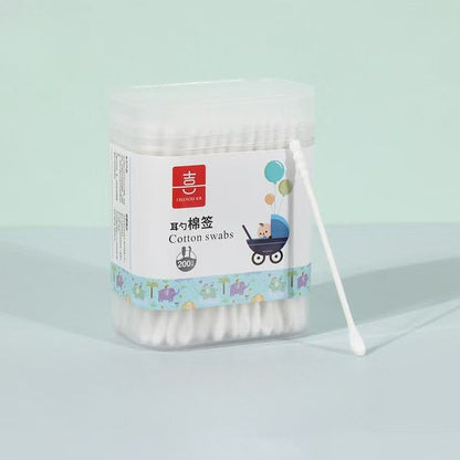 Dual-Ended Cotton Swabs – Ear Pick & Spiral Tip (200 pcs)