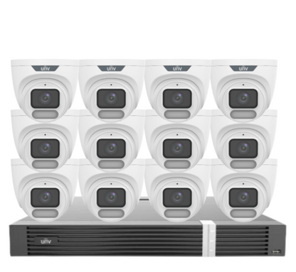 Uniview OWLVIEW 8MP 4K Surveillance Kit – 16x Full-Color Turret Cameras + 16-Channel AI NVR with HDD| IPC3628LE-ADF28K-WP + NVR302-16E2-P16-IQ 0235C6QW | ColorHunter | PoE | Ultra 265