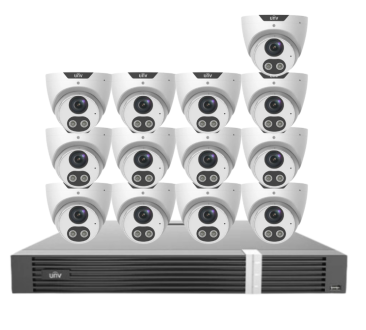 Uniview x16 Camera 8MP Triguard CCTV Kit with 16-Channel AI NVR & HDD | IPC3618SB-ADF28KMC-I0 + NVR302-16E2-P16-IQ