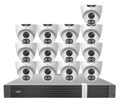 Uniview x16 Camera 8MP Triguard CCTV Kit with 16-Channel AI NVR & HDD | IPC3618SB-ADF28KMC-I0 + NVR302-16E2-P16-IQ