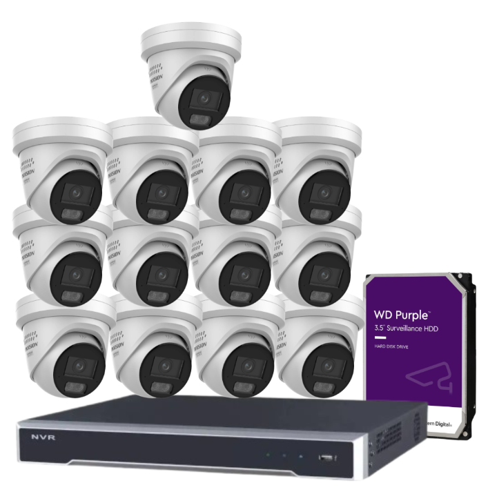 *NEW Hikvision 8MP ColorVu CCTV Kit – 16-Channel 8K NVR DS-7616NI-M2/16P + 16x DS-2CD2387G3-LIS2UY/SL (L)(RB) Cameras, Hybrid Light, Audio, HDD, ANZ Certified