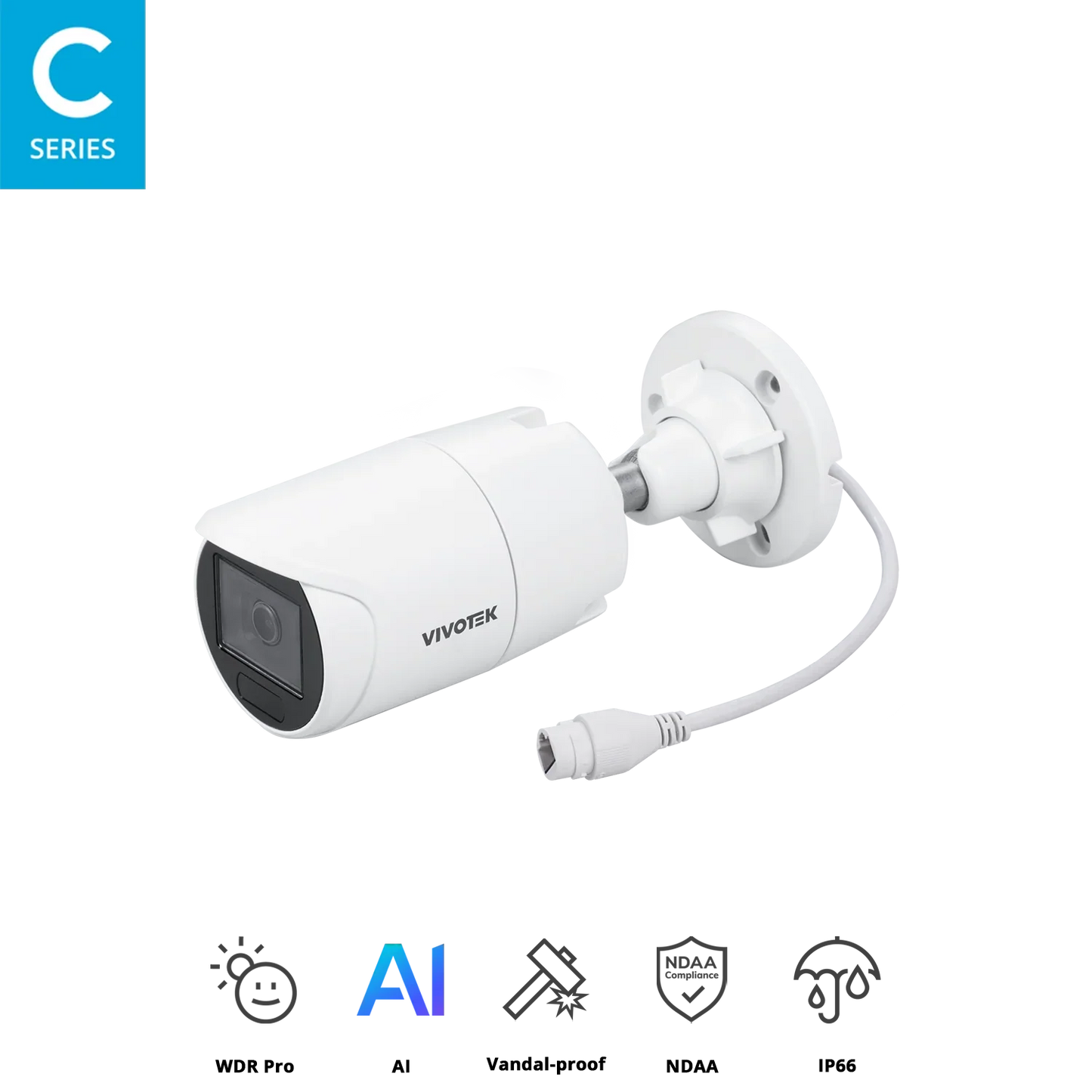 VIVOTEK IB9383-HV 5MP Bullet Network Camera – AI-Powered Smart VCA, WDR Pro, 30fps, IP66 & IK10
