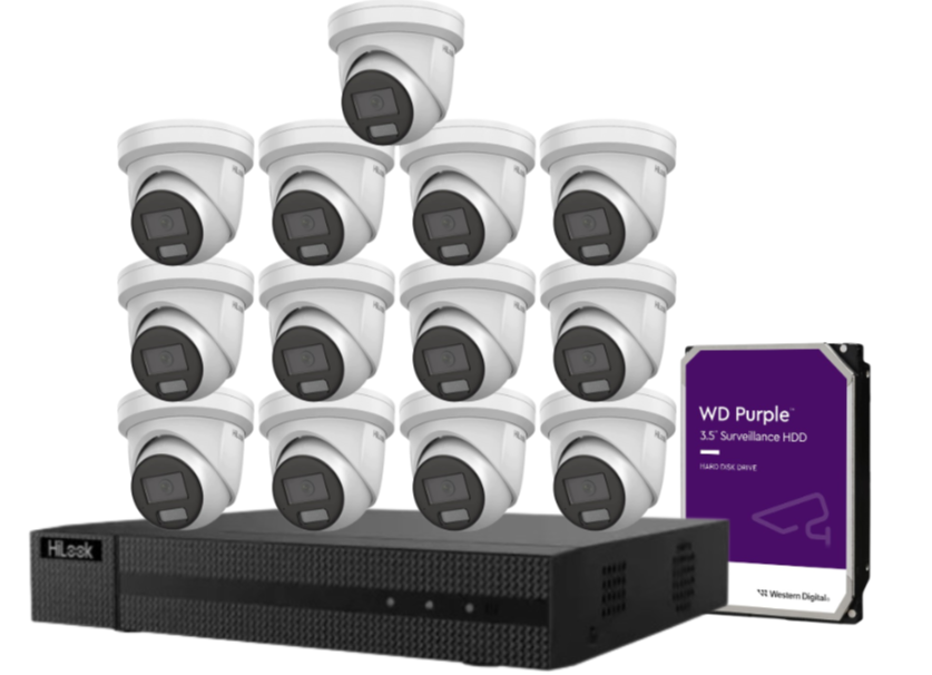 HiLook IPC-T282H-MU  (REPLACED BY T381H)  8MP AI Fixed Turret Network CCTV Camera 4K Kit – Up to 16 Cameras + 16CH PoE 4K Recorder + HDD