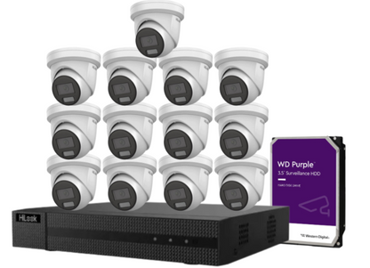 HiLook IPC-T282H-MU  (REPLACED BY T381H)  8MP AI Fixed Turret Network CCTV Camera 4K Kit – Up to 16 Cameras + 16CH PoE 4K Recorder + HDD