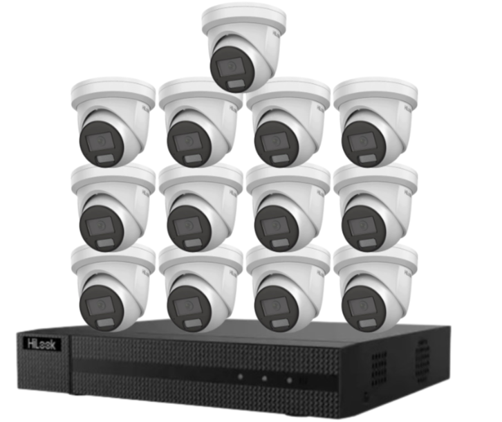 HiLook IPC-T282H-MU  (REPLACED BY T381H)  8MP AI Fixed Turret Network CCTV Camera 4K Kit – Up to 16 Cameras + 16CH PoE 4K Recorder + HDD